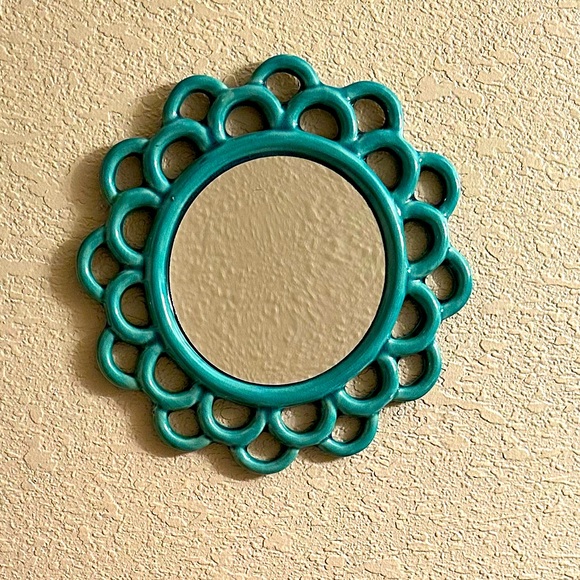 Stonebriar Other - 9”x9” Turquoise hand painted Lotus Ceramic Cutout Wall Mirror